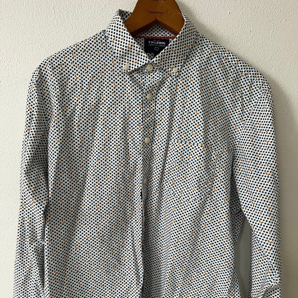 TM Lewin Shirt - Soft Poplin - Size L - Great Print